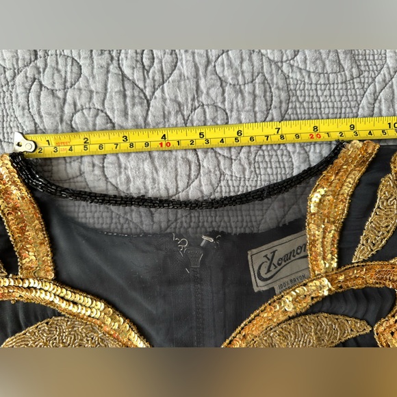Vintage Black and Gold Beaded Dress by Xoanon - Picture 11 of 16